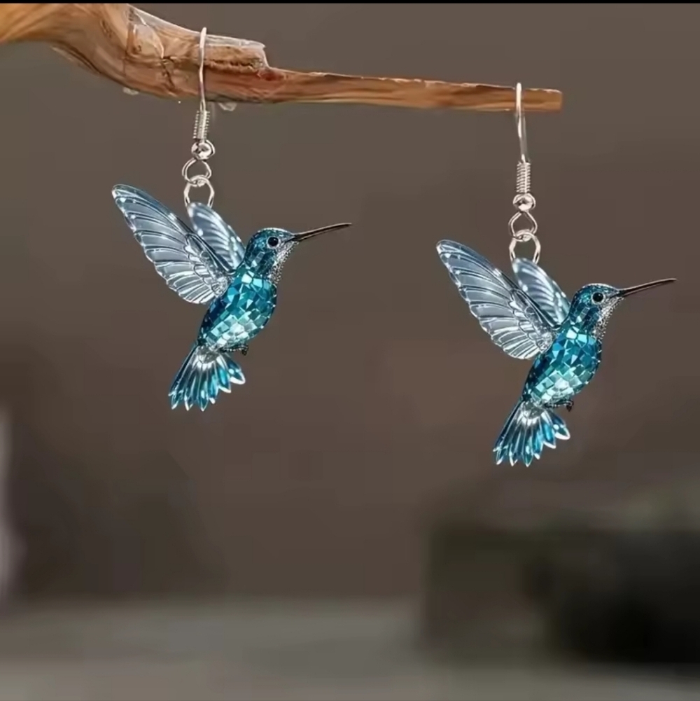 Blue Hummingbird Earrings